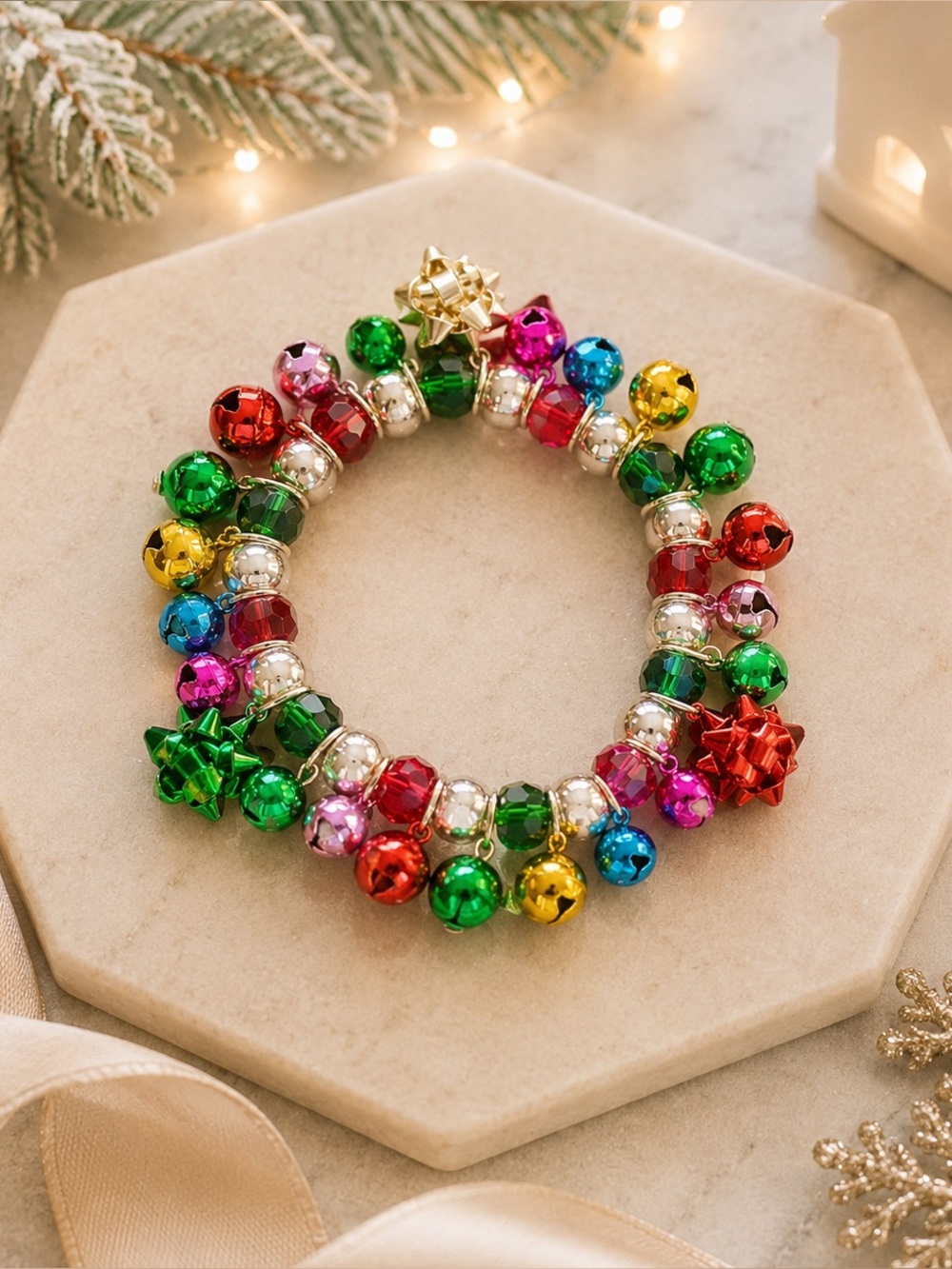 Festive Multicolor Jingle Bell Bracelet